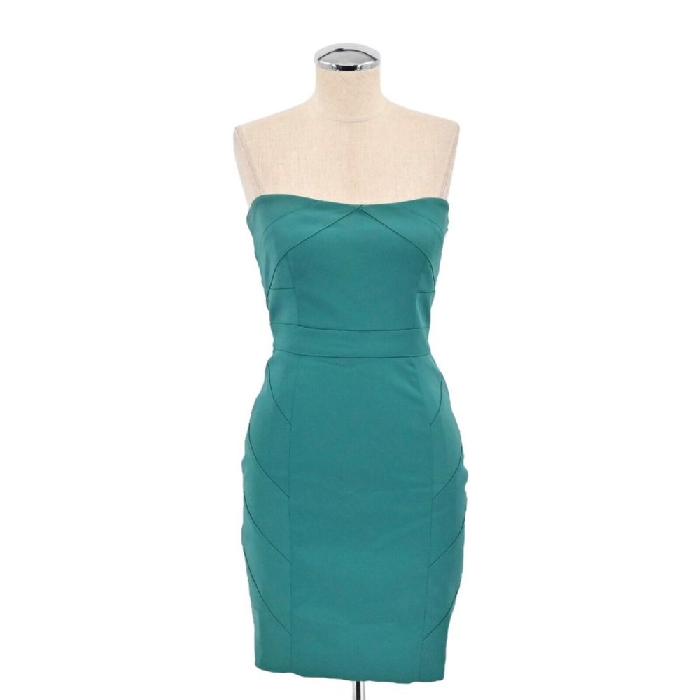 VERA WANG Lavender Label Womens Teal Sheath Dress Strapless Sweetheart Size 4